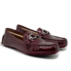 Donald J. Pliner Rayna Driving Loafers Crinkle Patent Cranberry Size 7.5